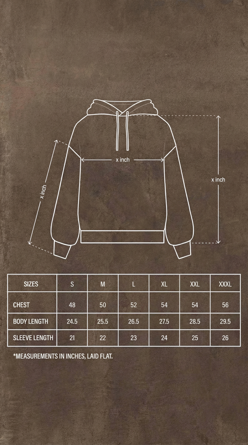 Midnight Navy Hoodie size guide