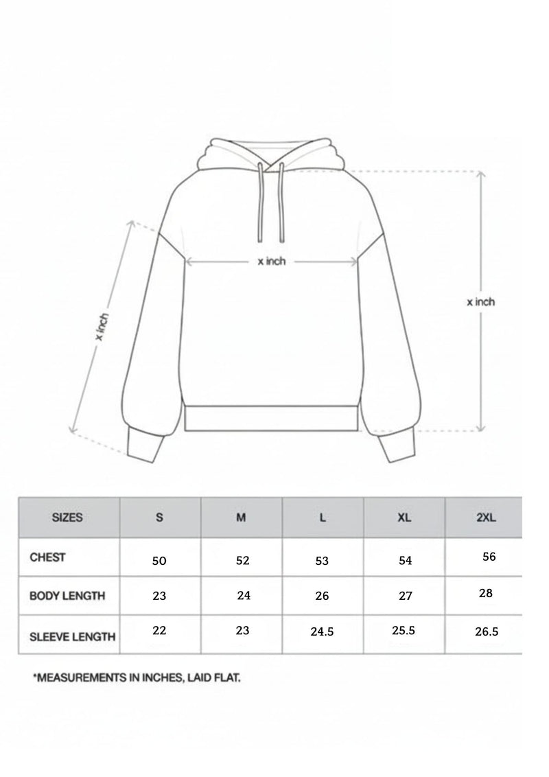 Gothic Hoodie size guide