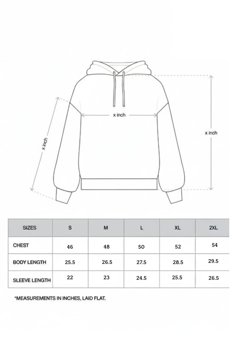 Boxy Black Hoddie size guide